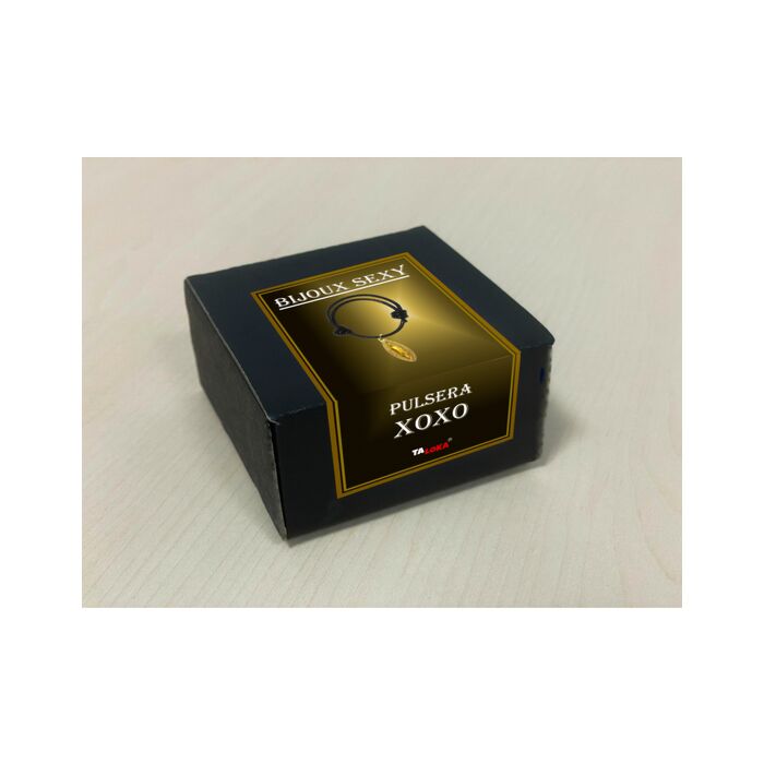 Pulseira de lábios dourados - Pulseira de couro com detalhe dourado XOXO