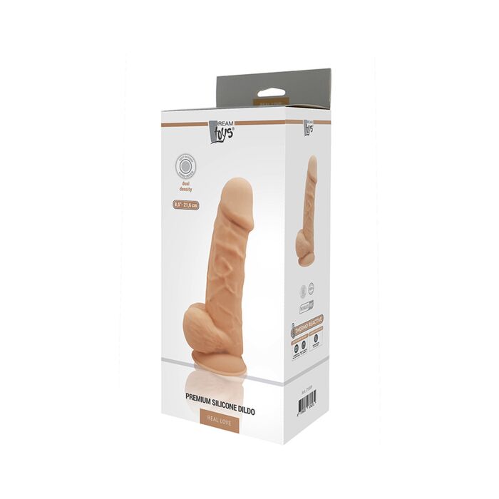 Dildo Real Love 8,5 Polegadas Bege - Dildo de Silicone Premium com Propriedades Termorreativas