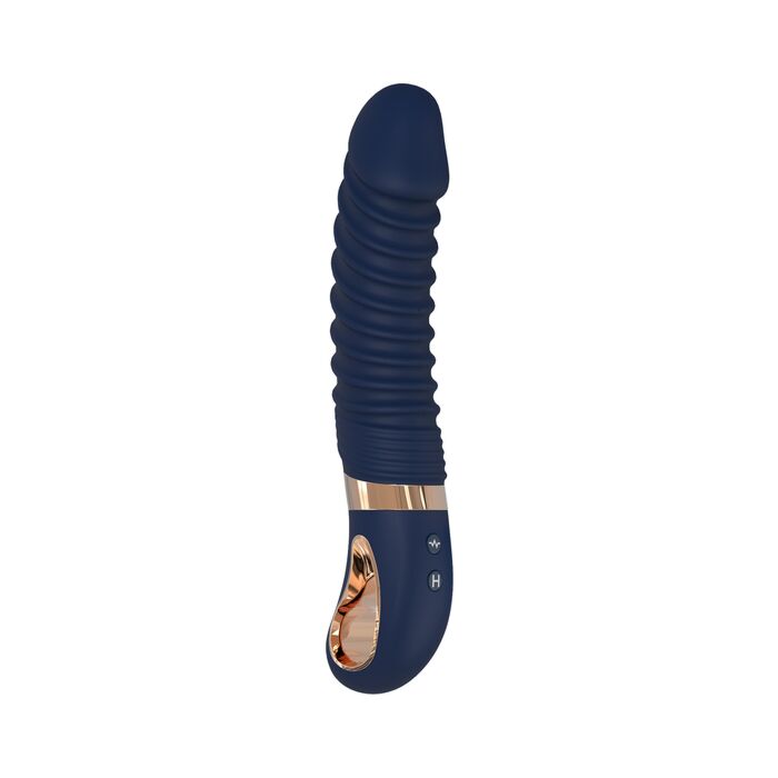 Coleção Deusas Nereos - Vibrador de Silicone Azul Escuro com Detalhes Dourados