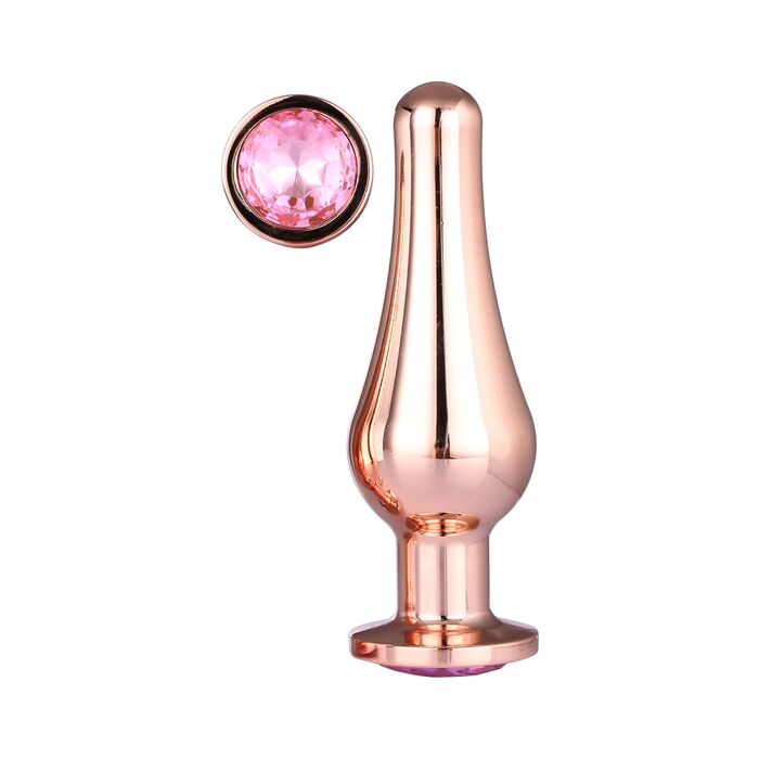 Brilhante Love Rose Gold Plug de Prazer L - Plug anal em alumínio com pedra preciosa