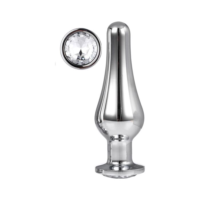 Brilhante Amor Plugue de Prazer de Prata L - Plug anal de alumínio brilhante com joia