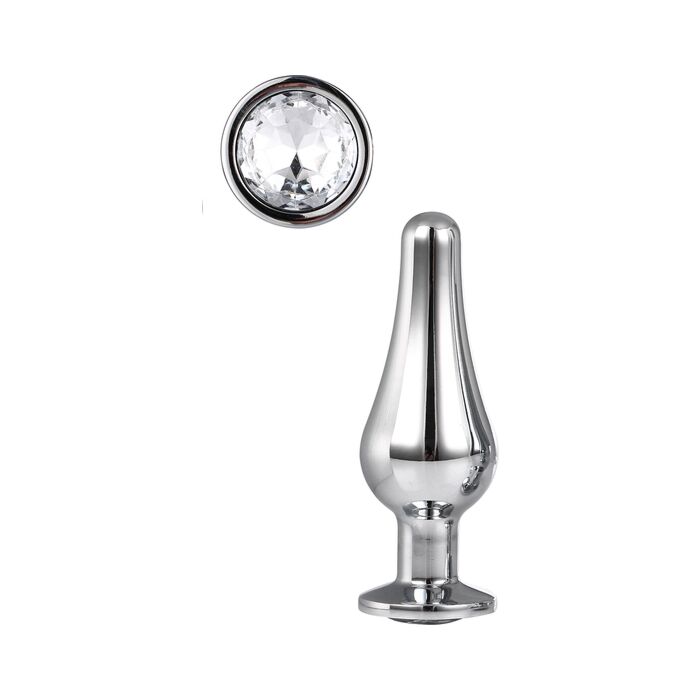 Brilhante Amor Prateado Plug de Prazer S - Plug anal de alumínio brilhante com pedra preciosa