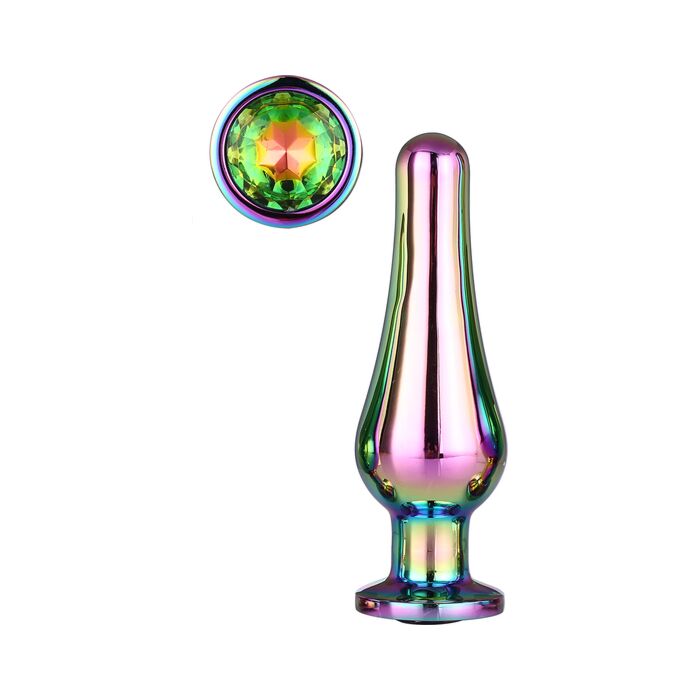 Brilhante Plug Anal Colorido Love M - Plug anal de alumínio com joia