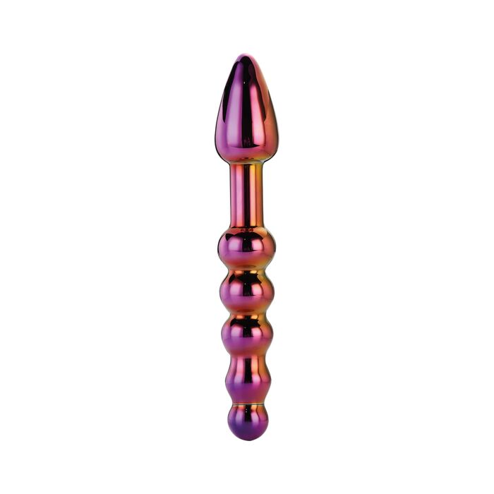 Dildo Anal de Vidro com Relevo Glamour - Vidro de Borosilicato Multicolorido - 18 cm