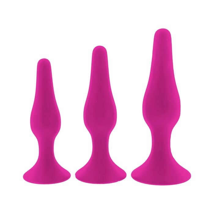 Flirts Curved Kit de Treinamento Anal Rosa - Conjunto de 3 Plugs Anais de Silicone - Sexo Anal