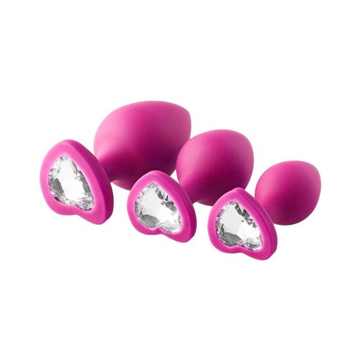 Kit de Treinamento Anal Flirts Gem Stone Pink - Conjunto de 3 Plugs Anais