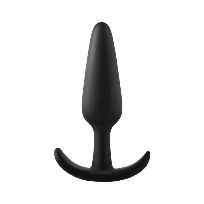 Fantástico Plug Anal Suave Pequeno - Silicone Preto Macio - Iniciantes - 8,3cm x 2,1cm