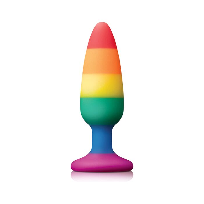 Plug anal médio Colorful Love Rainbow - Silicone líquido Arco-íris