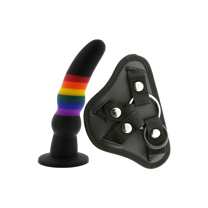 Dildo Colorido Love Strap On Solid - Dildo de silicone arco-íris com arnês