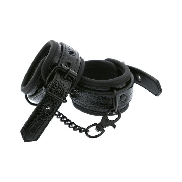 Blaze Handcuff Croco Black - Elegantes algemas de couro croco e neoprene