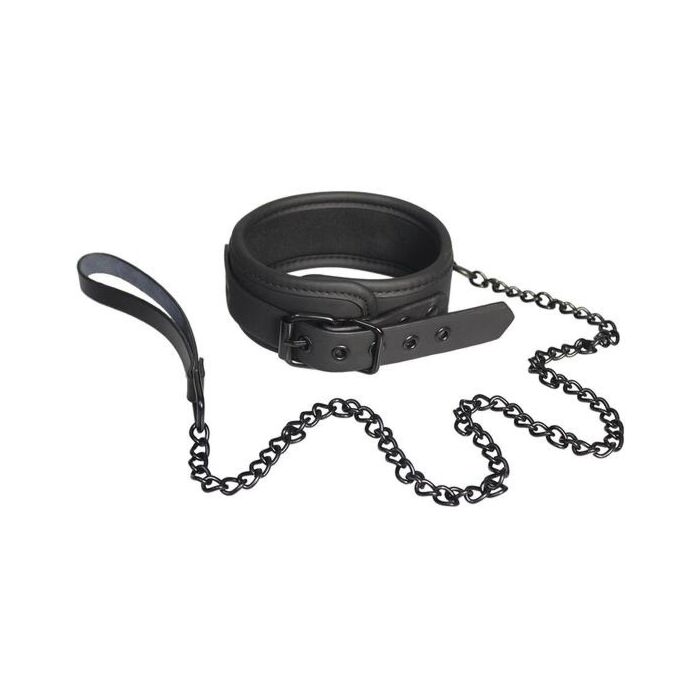 Coleira e trela Blaze preta - Conjunto de coleira e trela preta