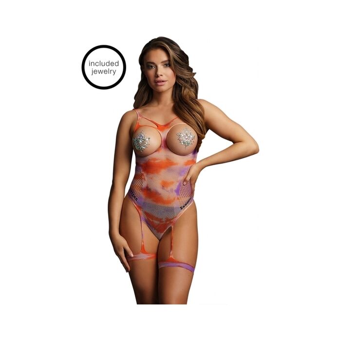 Body de malha com tingimento batik e copa aberta - Le Desir