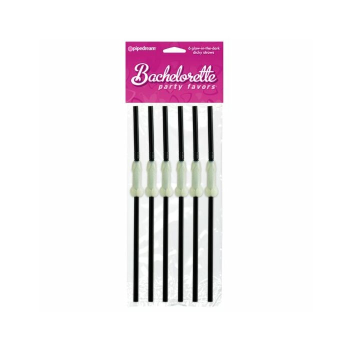 Bachelorette pénis palhas luminescentes 6 pcs