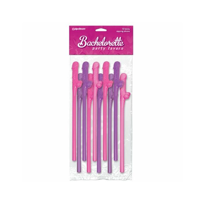 palhas Bachelorette pénis rosa-lilás 10 pcs