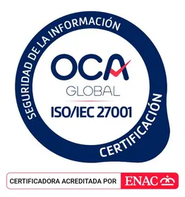 Marca de certificação da OCA para a ISO/IEC 27001, acreditada pela ENAC